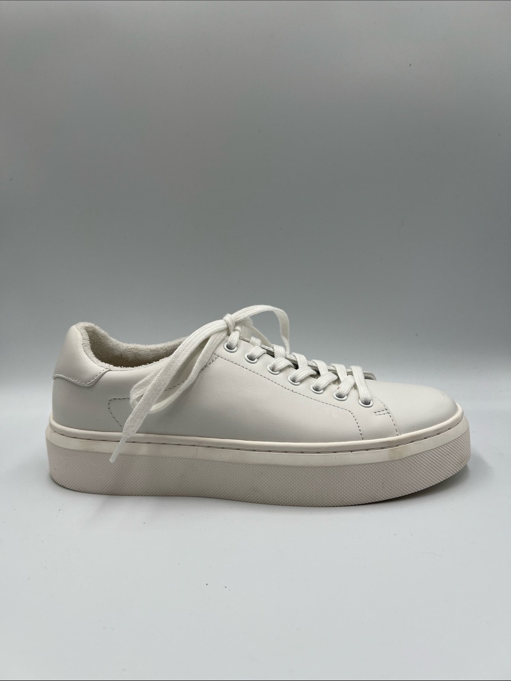 Abeo Jump street platform sneakers shoe lace-up tie white leather Metatarsal 8.5